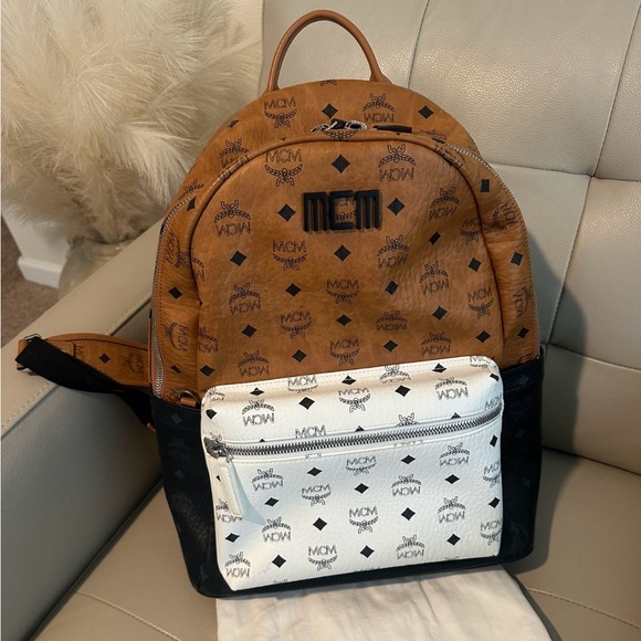 MCM Other - MCM Tan and White Logo Backpack